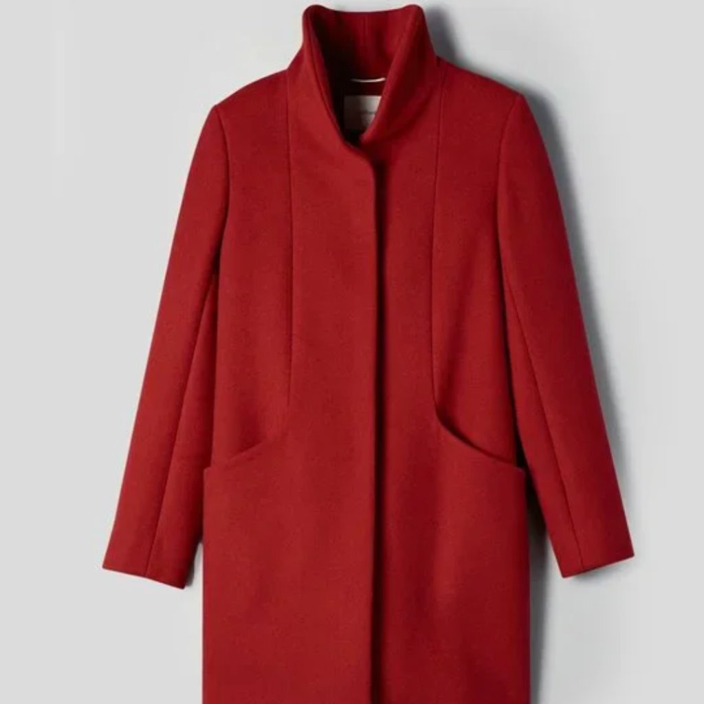 Red Aritzia Wool Cocoon Coat
